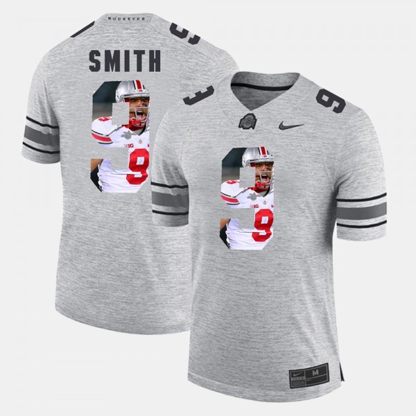 Ohio State Buckeyes Devin Smith Men's #9 Gray Pictorital Gridiron Fashion College Football Jersey 2404FGJJ7